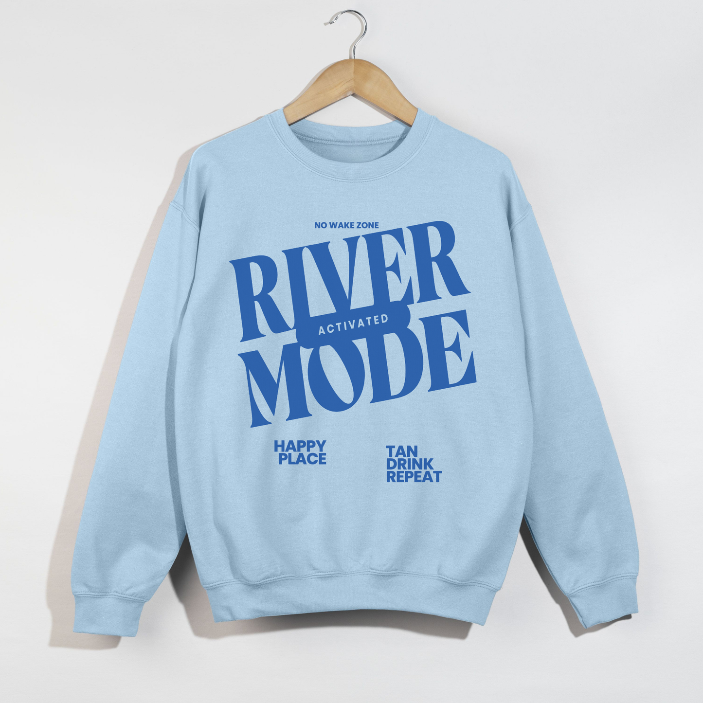 light blue river mode crewneck sweatshirt casual summer river style