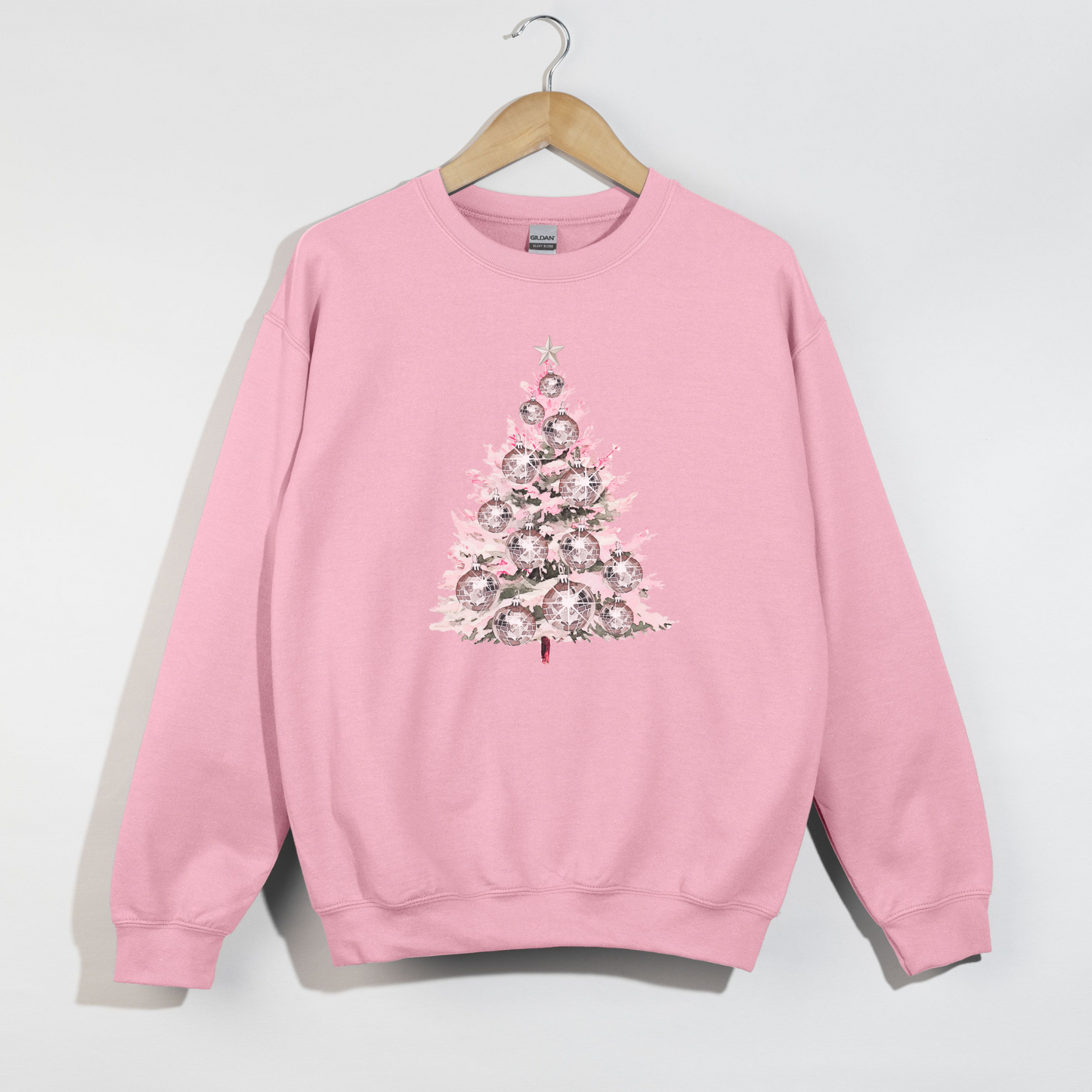Disco Ball Christmas Tree Crewneck Sweatshirt – Retro Holiday Pullover