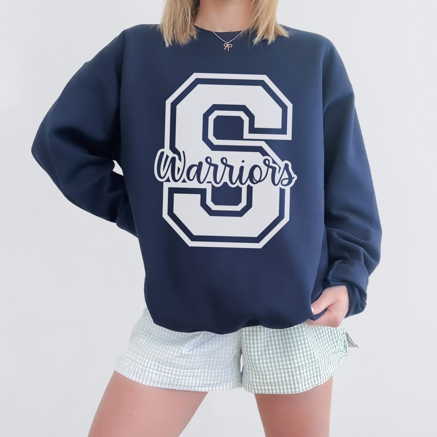 Warriors Collegiate “S Warriors” Crewneck Sweatshirt | Game Day Spirit Wear