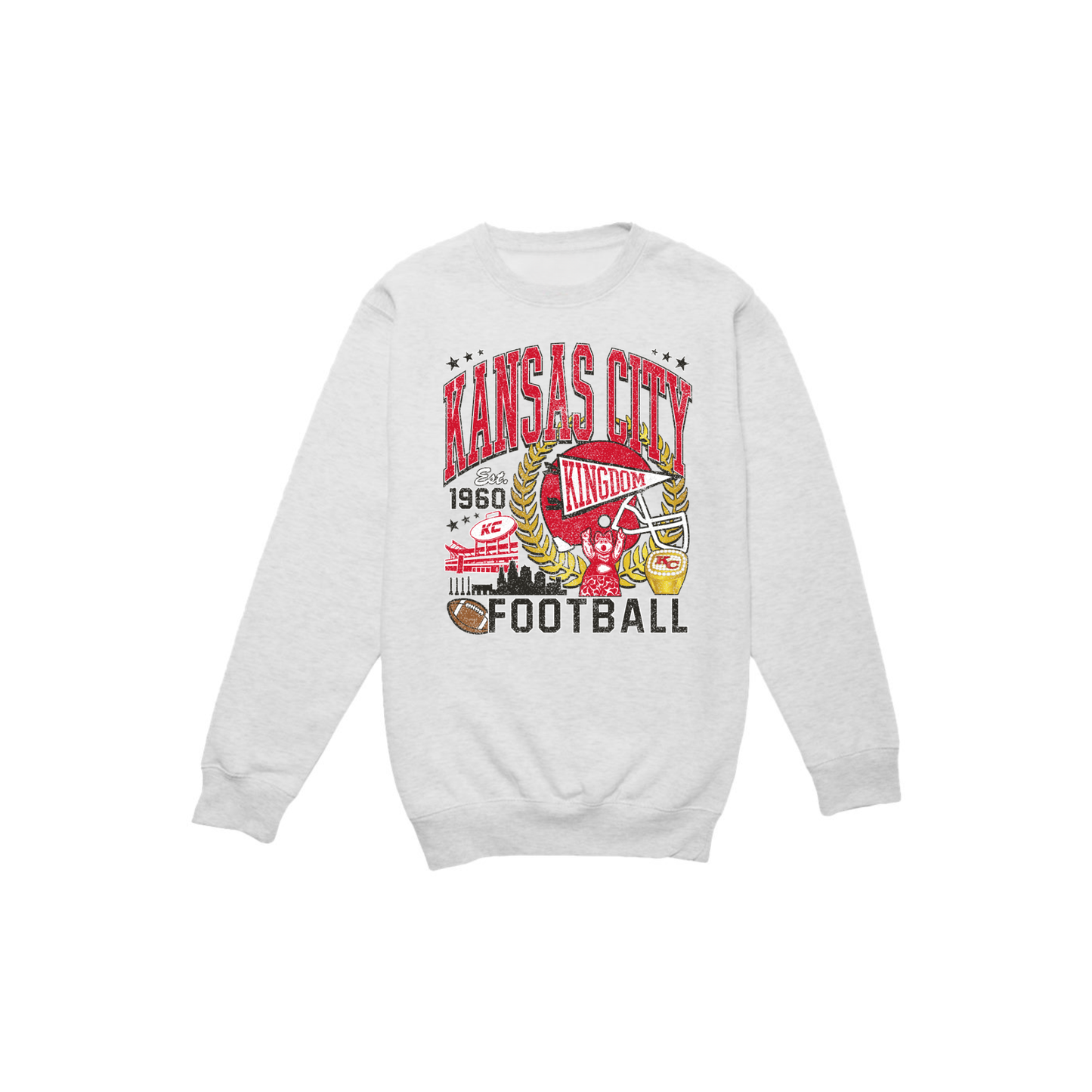 Kansas City football sweatshirt in oatmeal heather with vintage red gold and black game day graphic