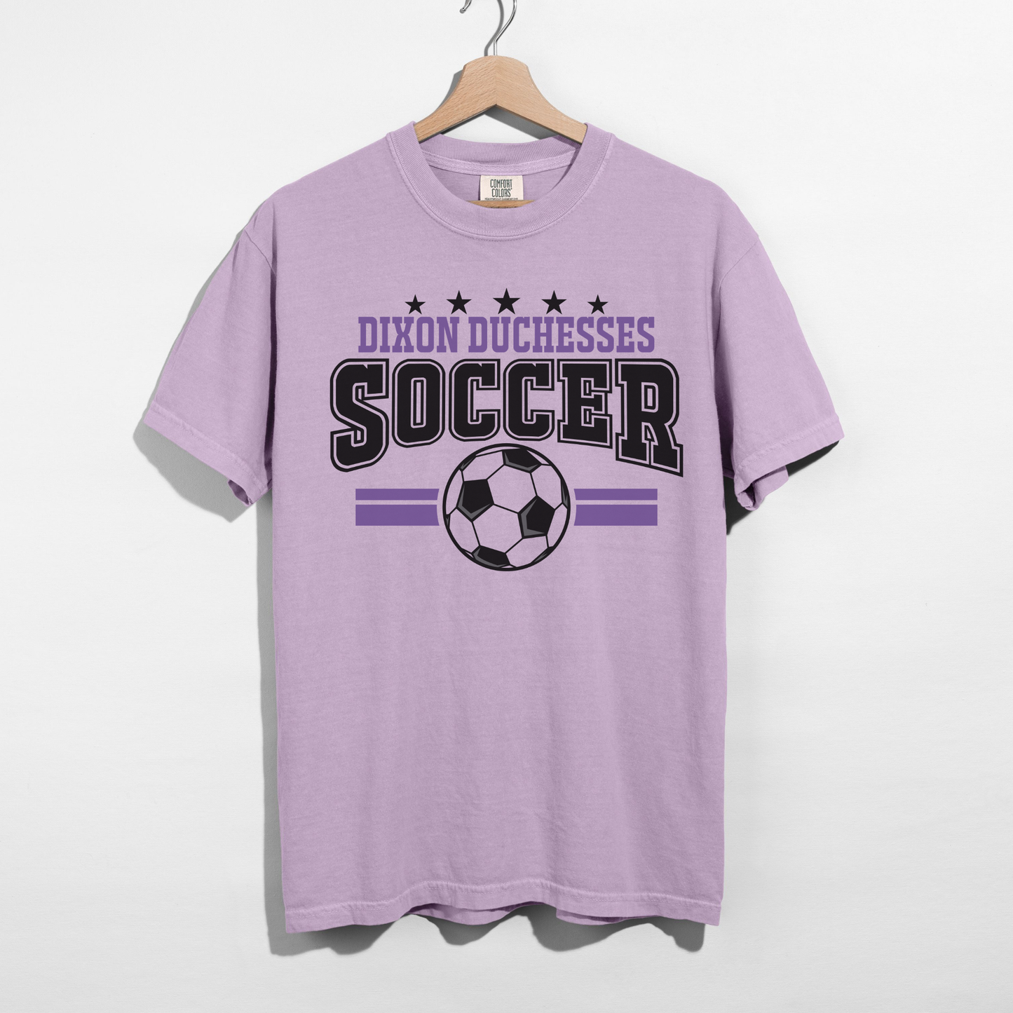 dixon duchesses soccer purple shirt comfort colors tee