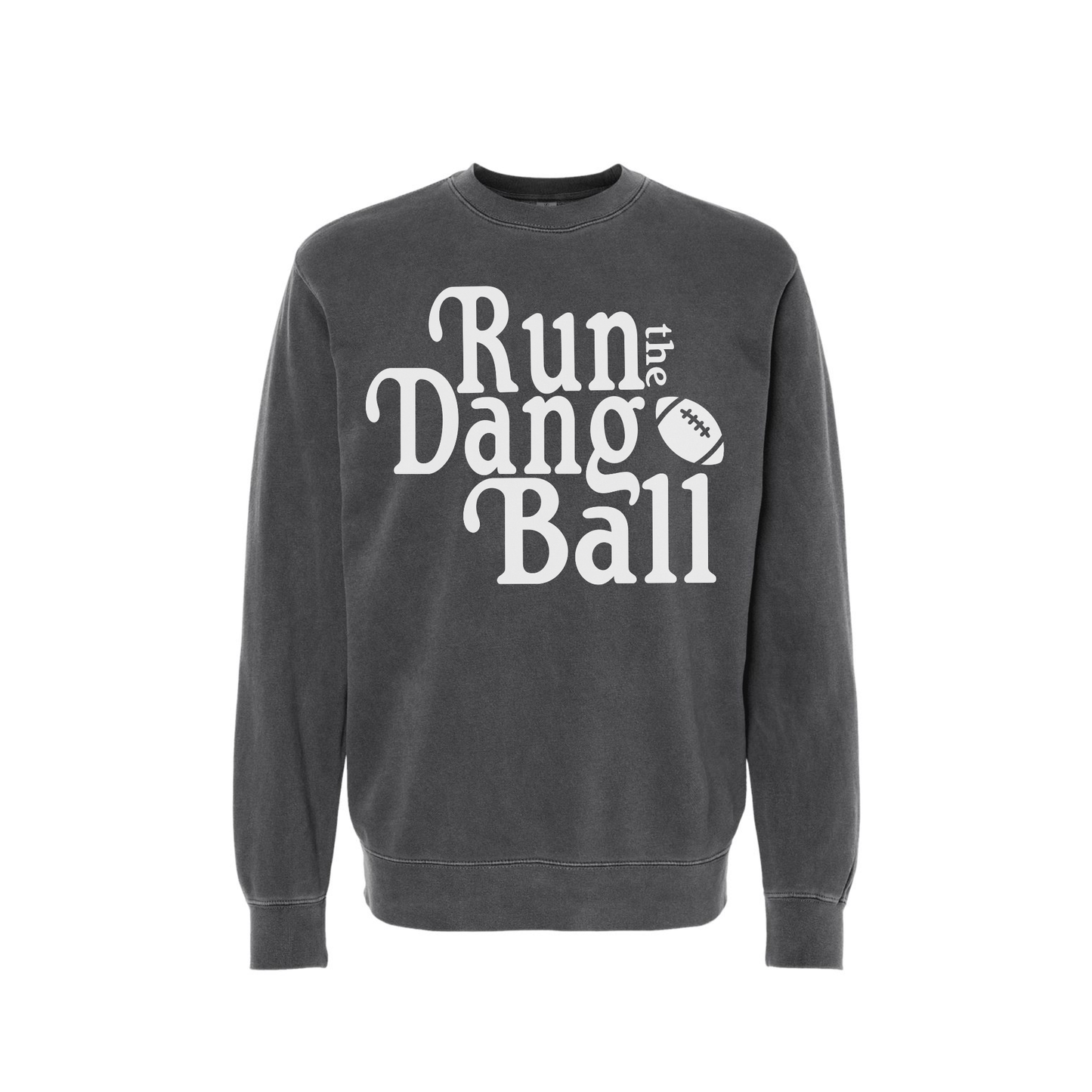 Run the Dang Ball football sweatshirt in pigment black with cream vintage game day graphic