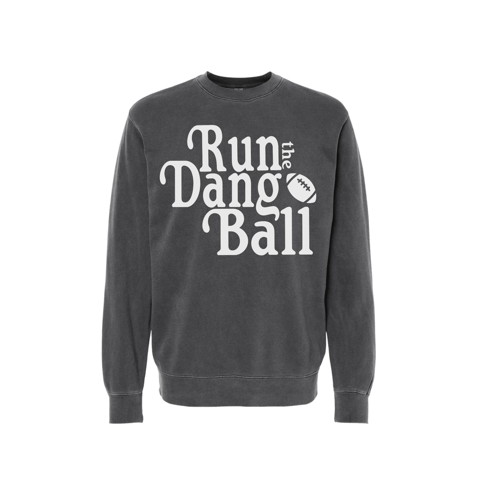 Run the Dang Ball football sweatshirt in pigment black with cream vintage game day graphic
