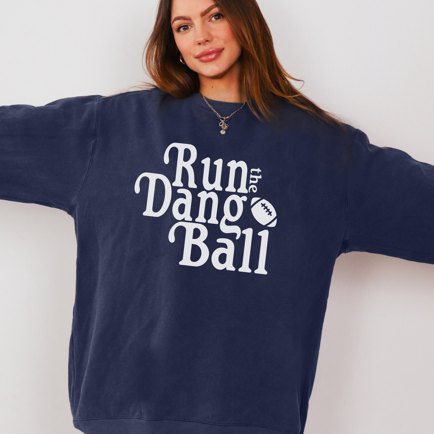 Warriors Run the Dang Ball Crewneck Sweatshirt – Vintage Football Graphic Pullover
