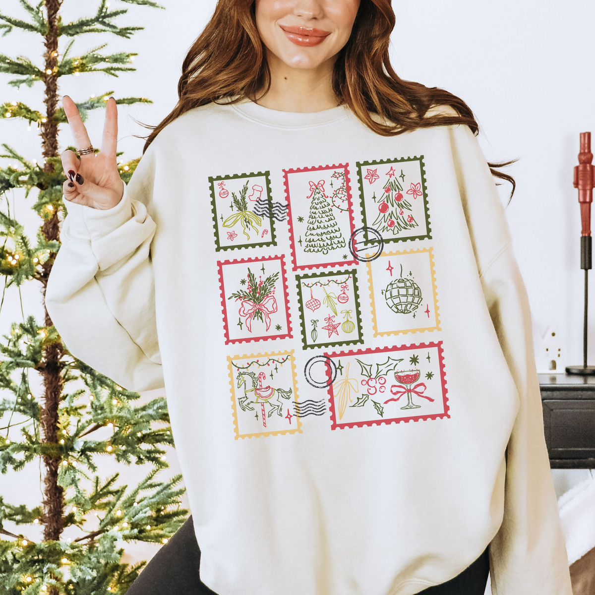 Christmas Postage Stamps Crewneck Sweatshirt