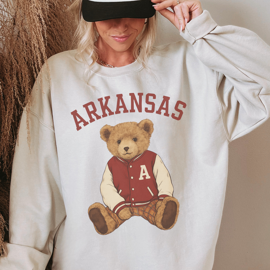 Arkansas Teddy Bear Crewneck Sweatshirt – Vintage Collegiate Gameday Pullover