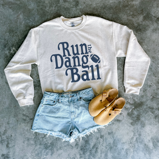 Warriors Run the Dang Ball Crewneck Sweatshirt – Vintage Football Graphic Pullover