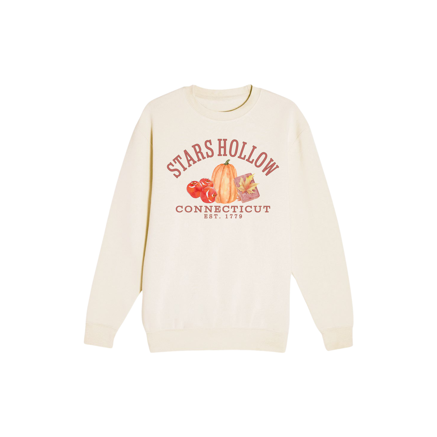 Cream Stars Hollow Connecticut premium crewneck sweatshirt with vintage inspired fall graphic