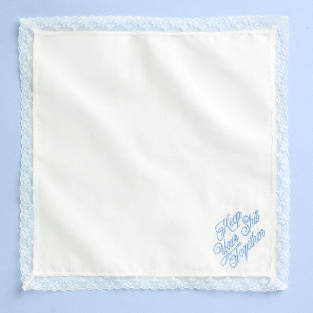 10 by 10 inch bride keepsake handkerchief with humorous text