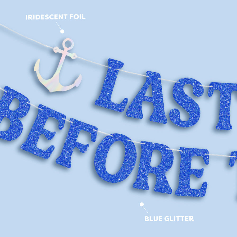 Blue glittery 'Last Before' banner with an anchor on a light blue background