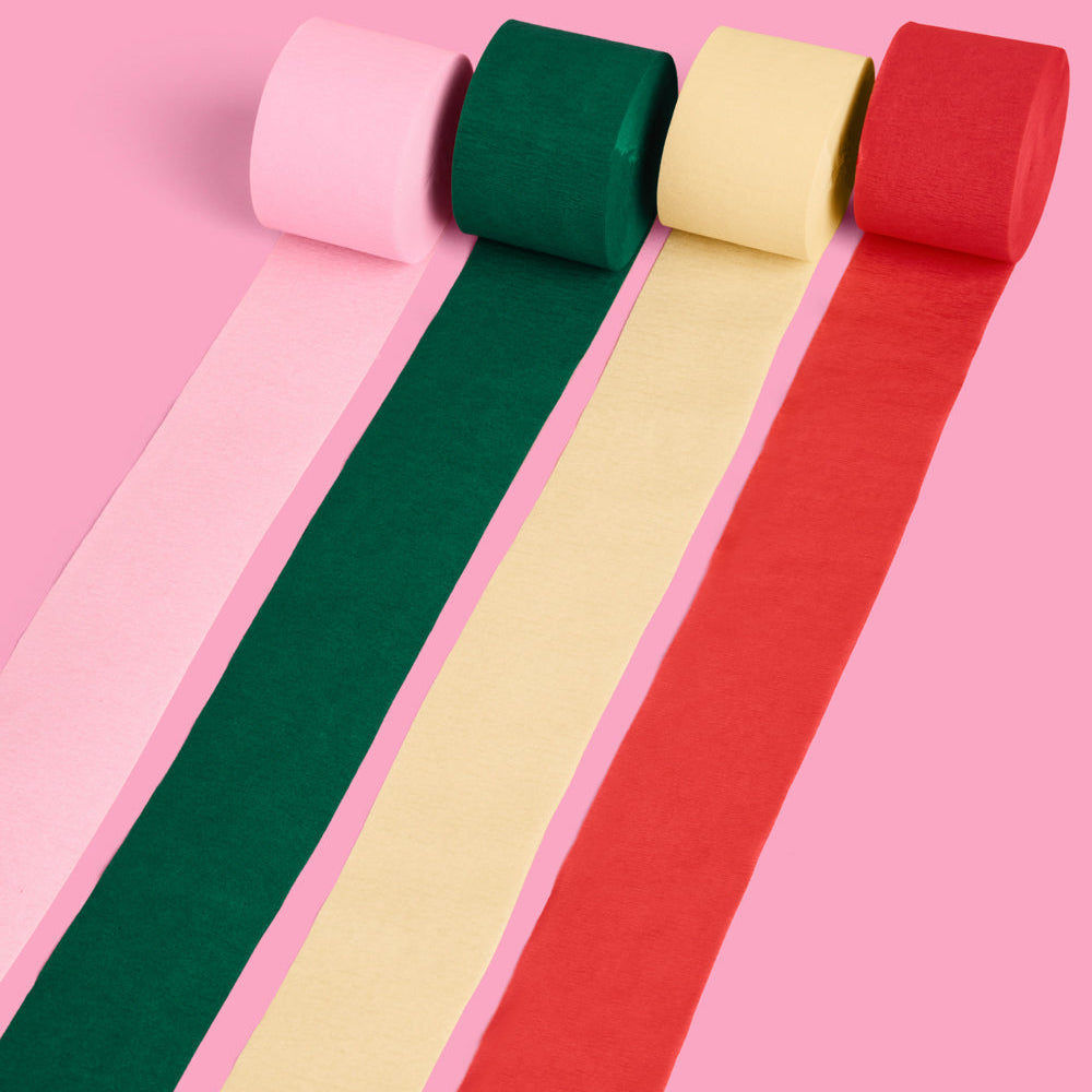 82 ft crepe paper streamer rolls for camp themed bachelorette party decor