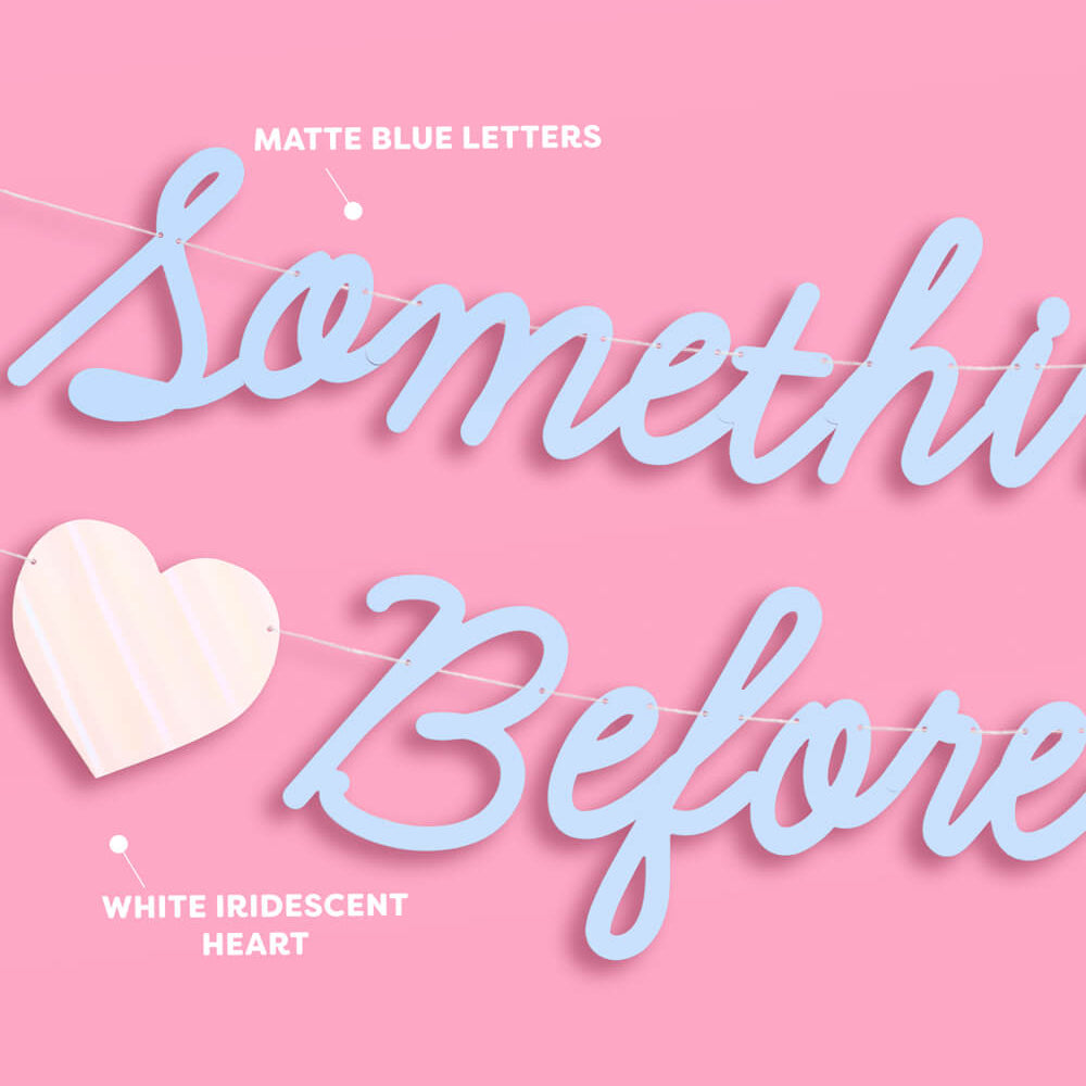 Decorative text with 'Something Before' and a heart on a pink background