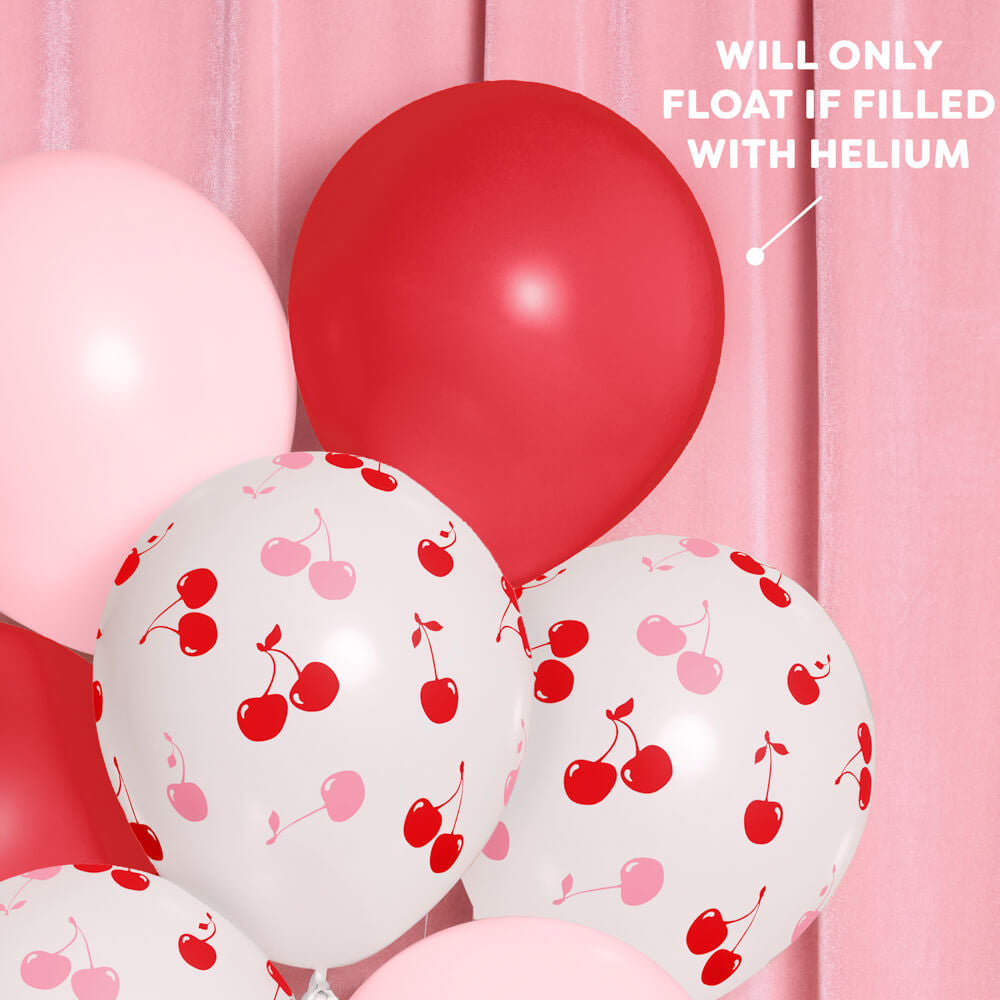 Balloons with cherry pattern on a pink background