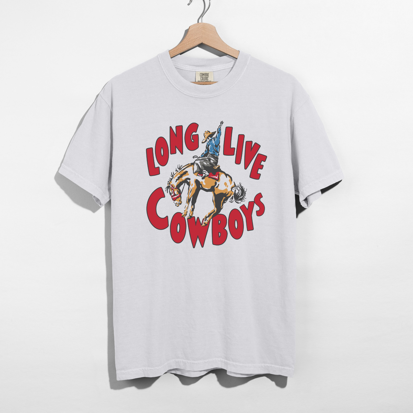 Long Live Cowboys graphic tee in white Comfort Colors unisex western shirt