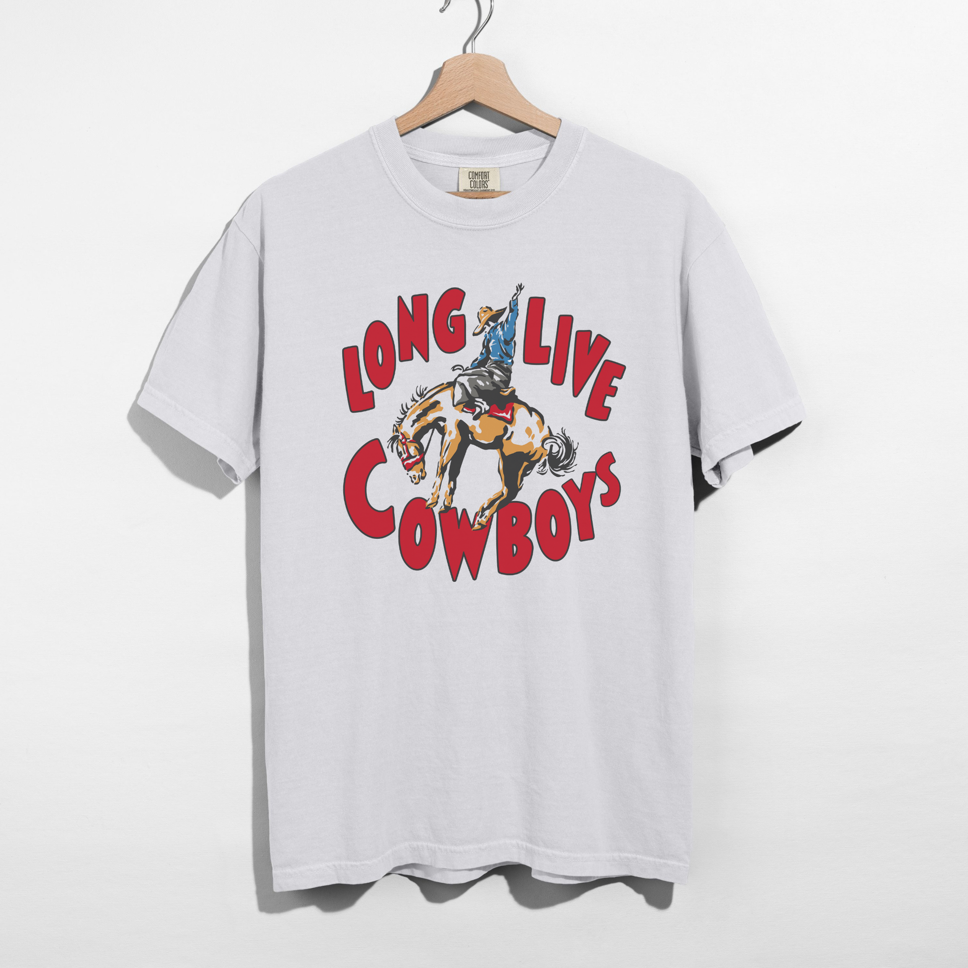 Long Live Cowboys graphic tee in white Comfort Colors unisex western shirt