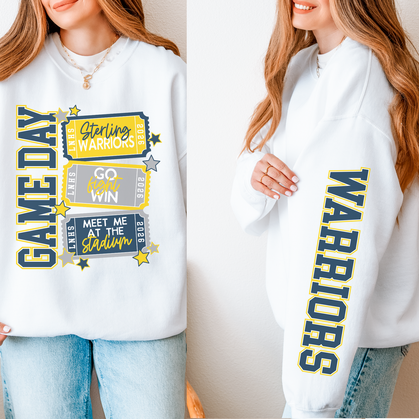 Sterling Warriors Game Day Crewneck Sweatshirt | Unisex School Spirit Pullover
