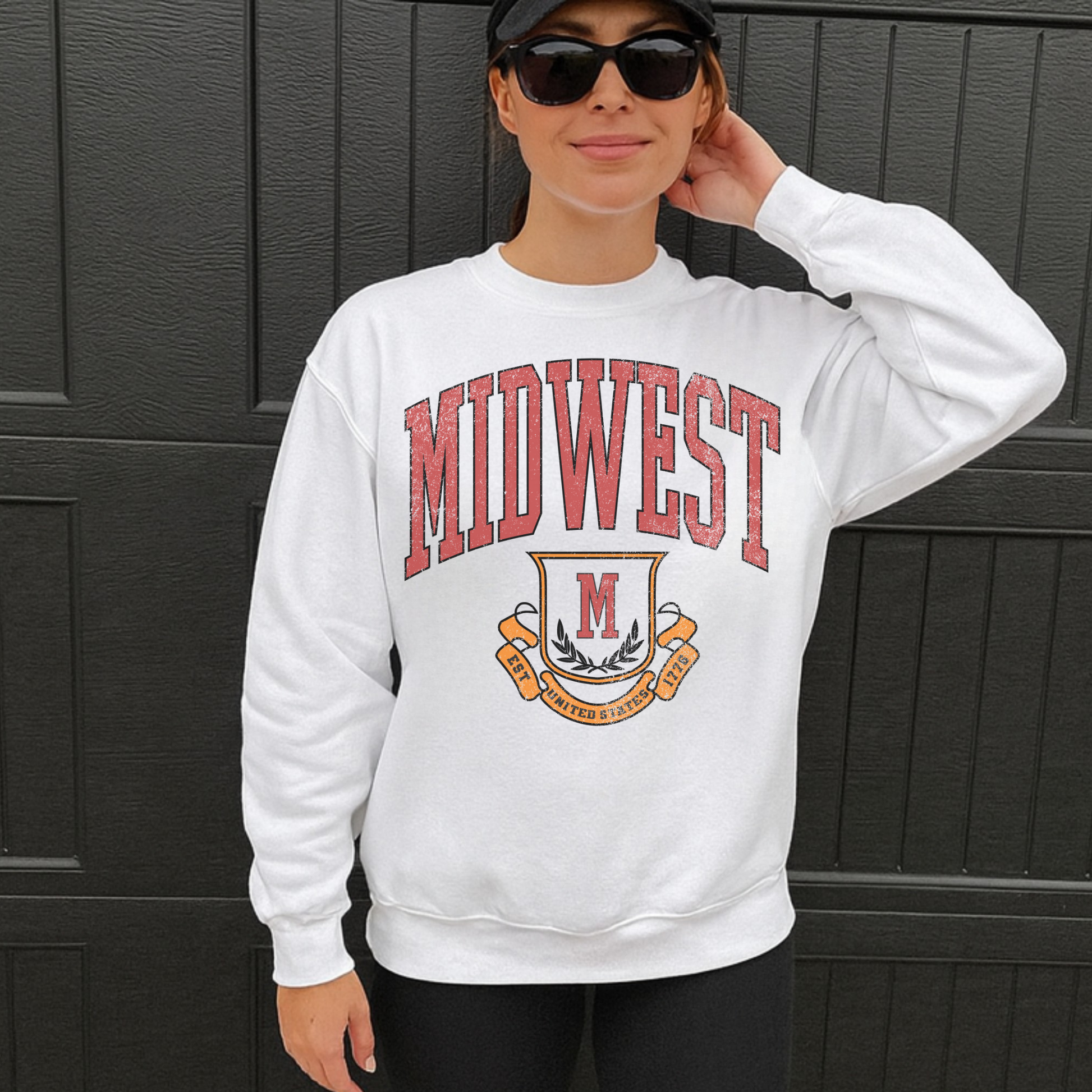 white oversized midwest crewneck casual outfit aesthetic