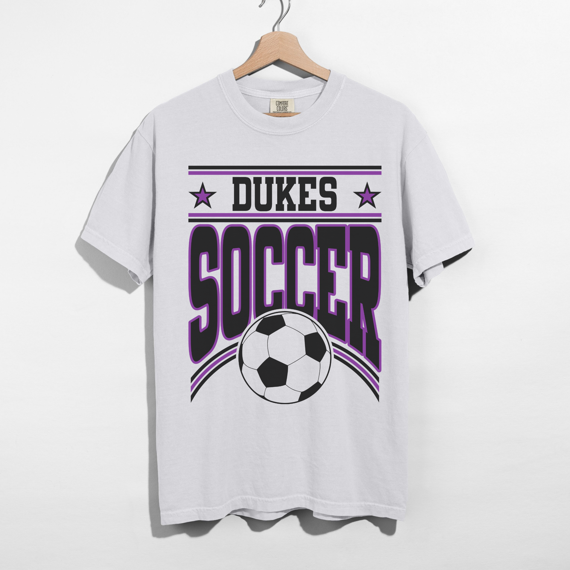 dukes soccer shirt white unisex game day spirit wear