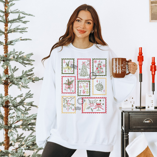 Christmas Postage Stamps Crewneck Sweatshirt