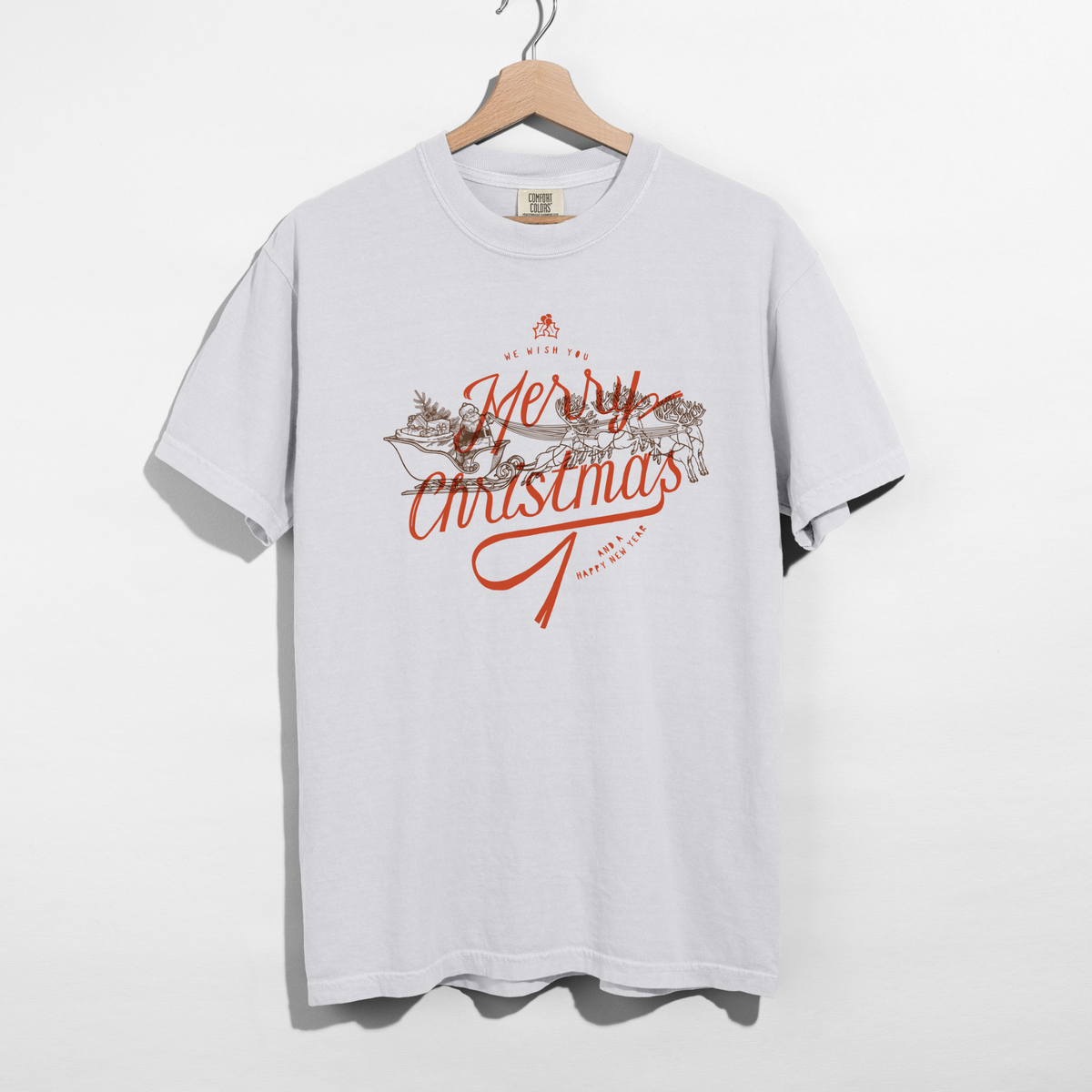 Merry Christmas Reindeer Sleigh Tee