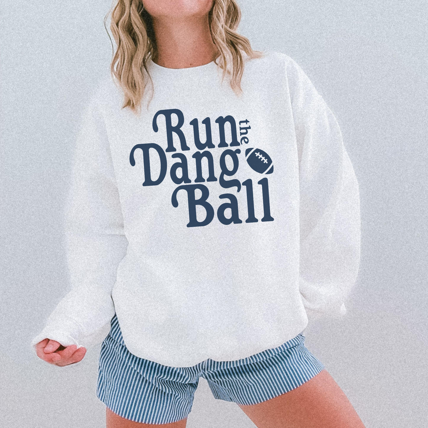 Warriors Run the Dang Ball Crewneck Sweatshirt – Vintage Football Graphic Pullover