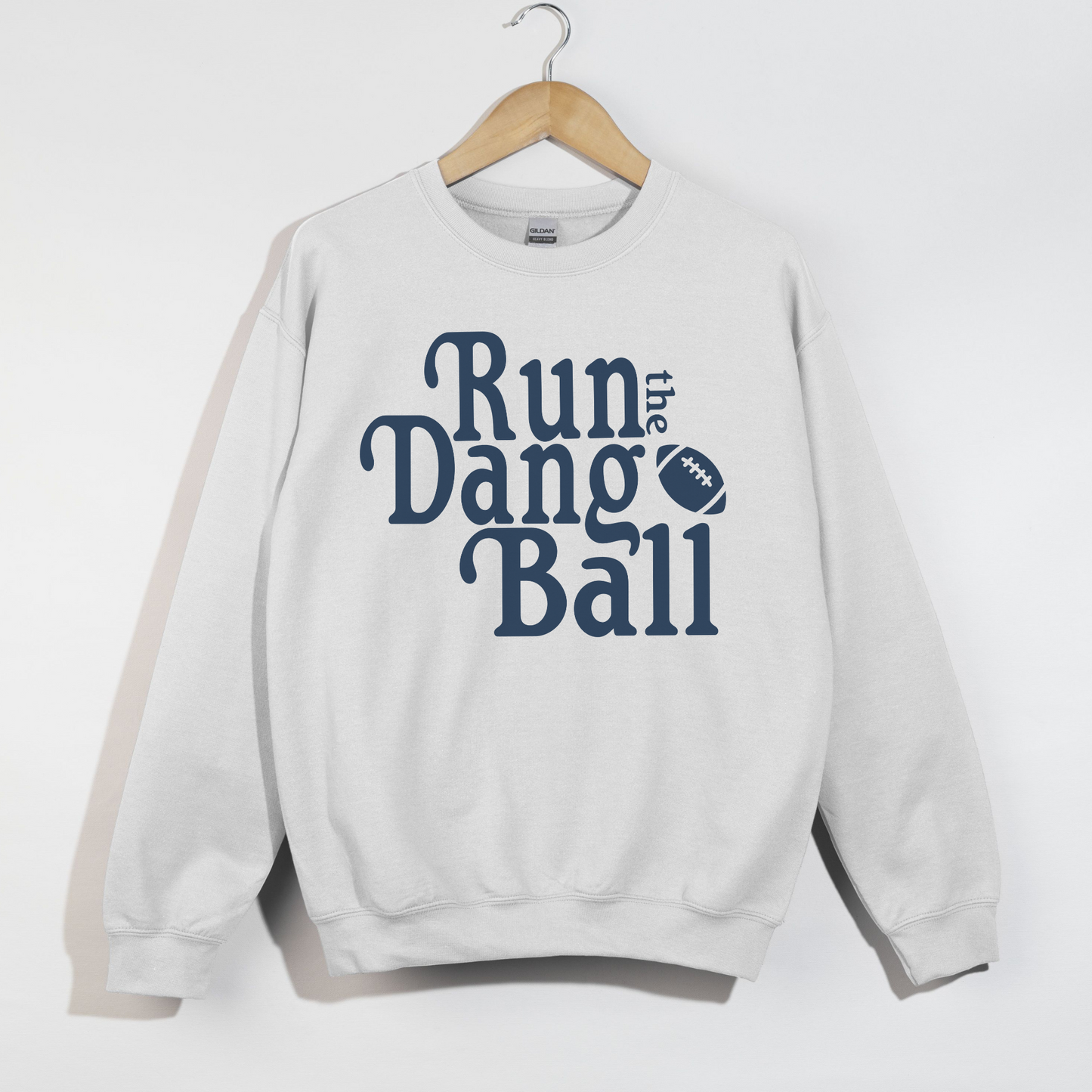 Warriors Run the Dang Ball Crewneck Sweatshirt – Vintage Football Graphic Pullover