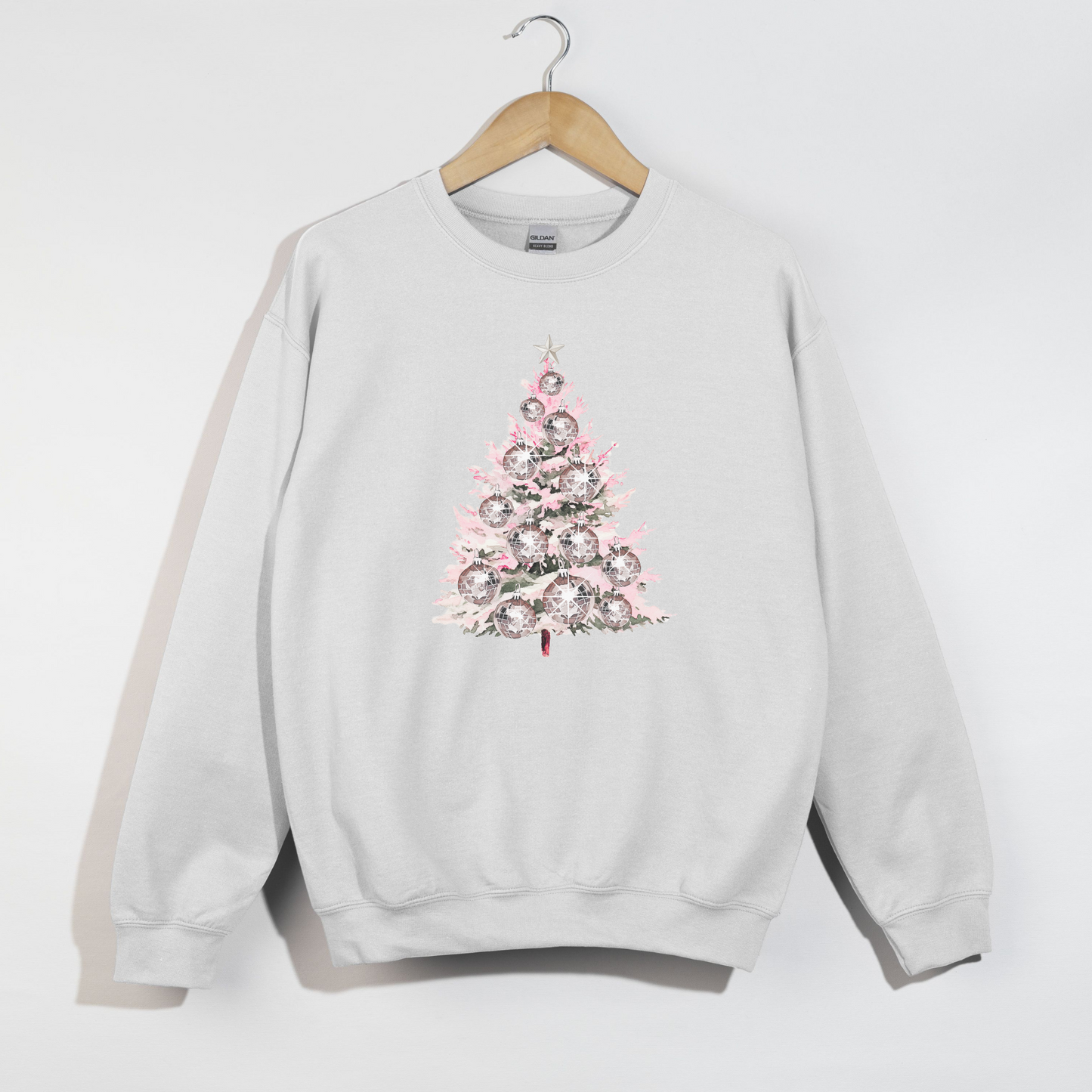 Disco Ball Christmas Tree Crewneck Sweatshirt – Retro Holiday Pullover