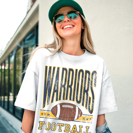 Warriors Football Graphic Tee – Vintage Inspired Game Day Spirit Shirt