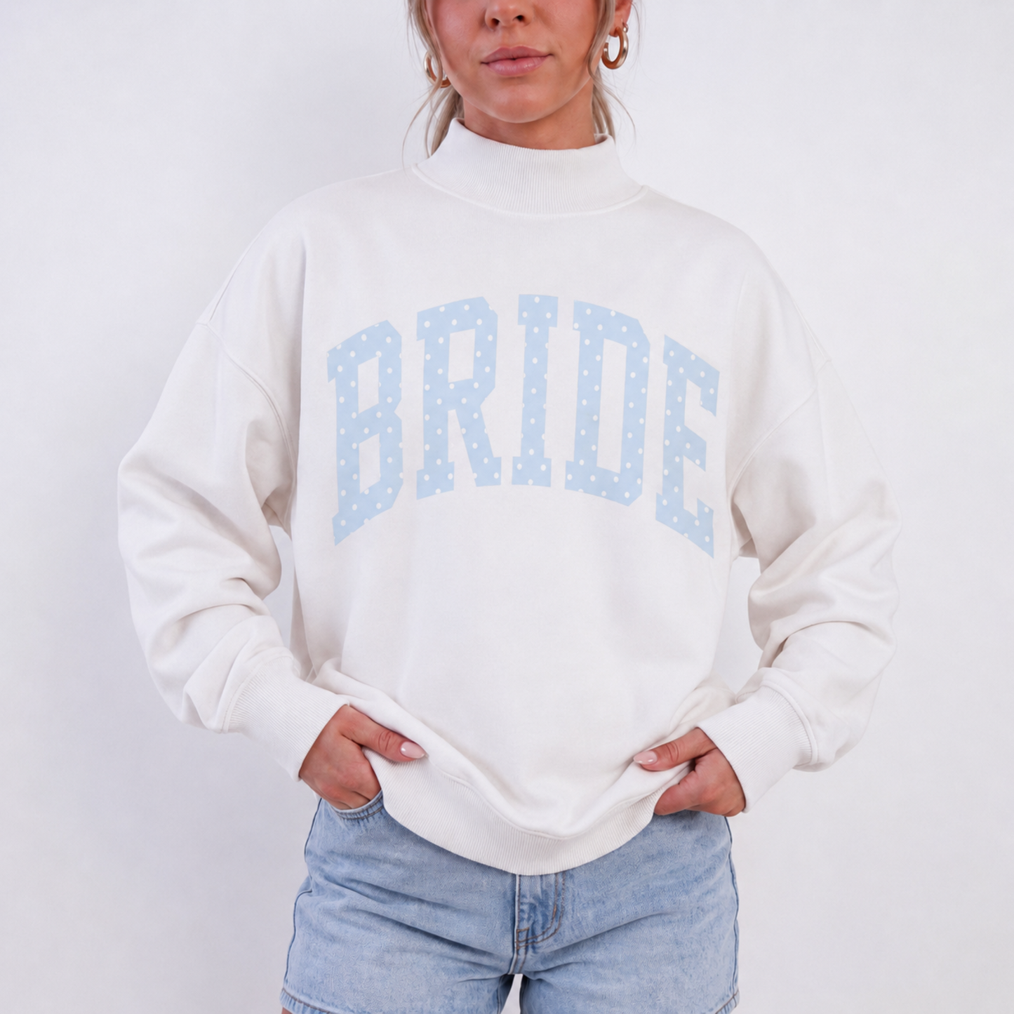 Bride Polka Dot Mock Neck Sweatshirt | Oversized Bridal Crewneck