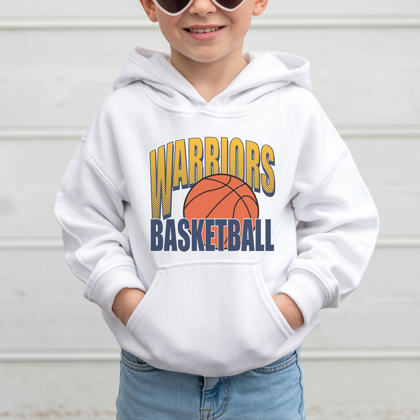 Warriors Basketball Unisex Youth Hoodie | Kids Team Spirit Sweatshirt