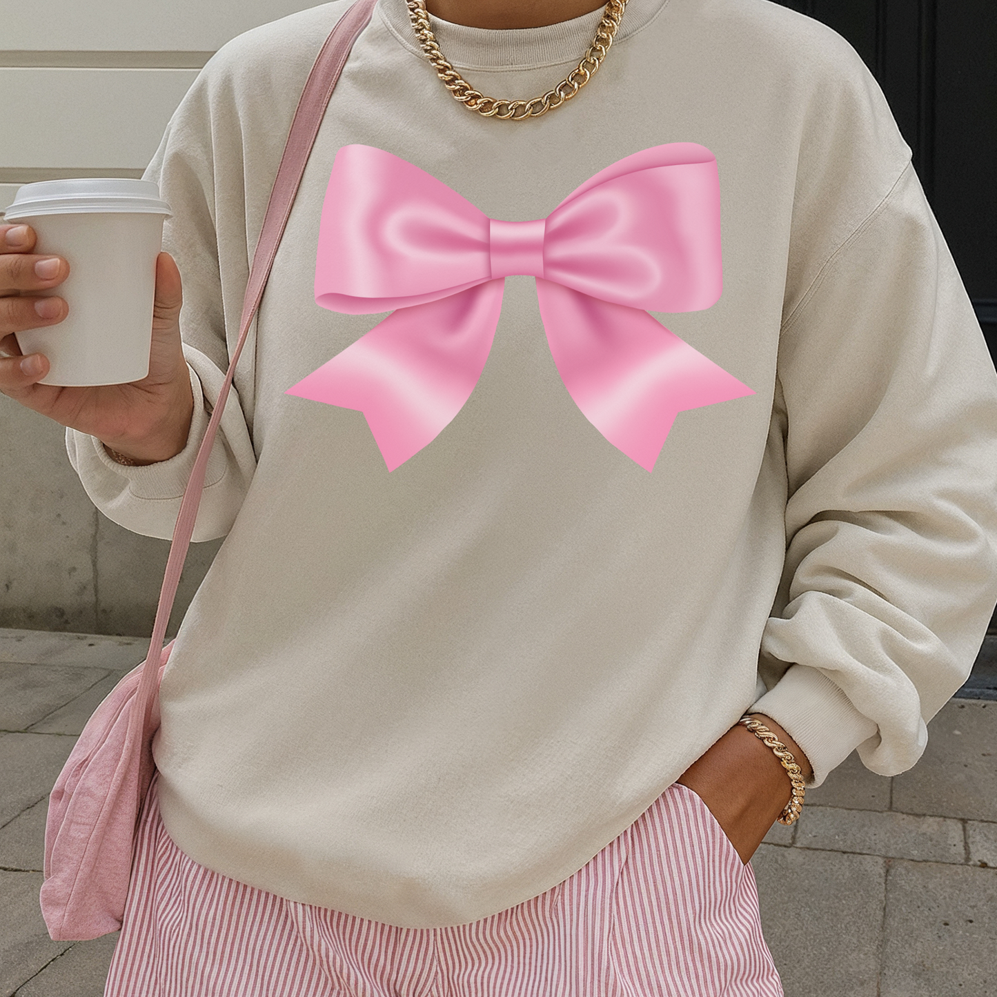 Pink Bow Crewneck Sweatshirt